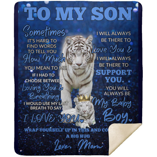 To My Son Premium Sherpa Blanket 50x60