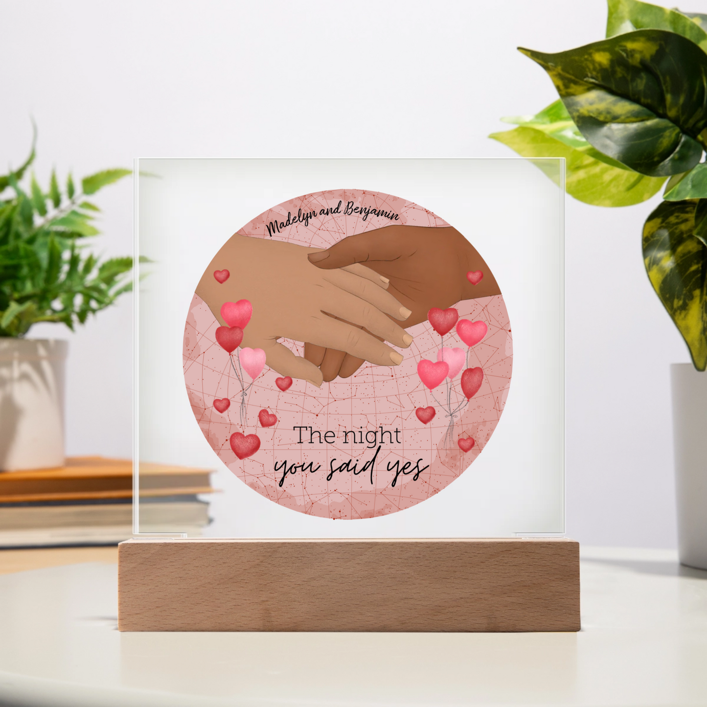 Holding Hands "Where it all Began"  Acrylic Square Plaque | Couples | Forever