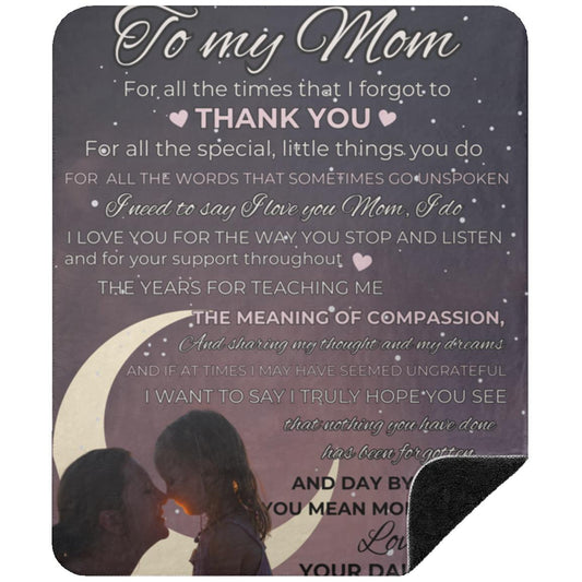 To My Mom from Daughter Premium Black Sherpa Blanket 50x60