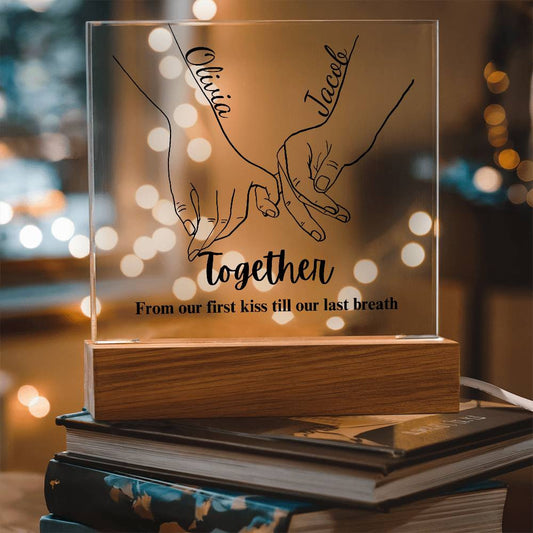 Customizable Together Acrylic  Plaque | Holding Hands | Better Together | Couples | Partners | Married | Committed