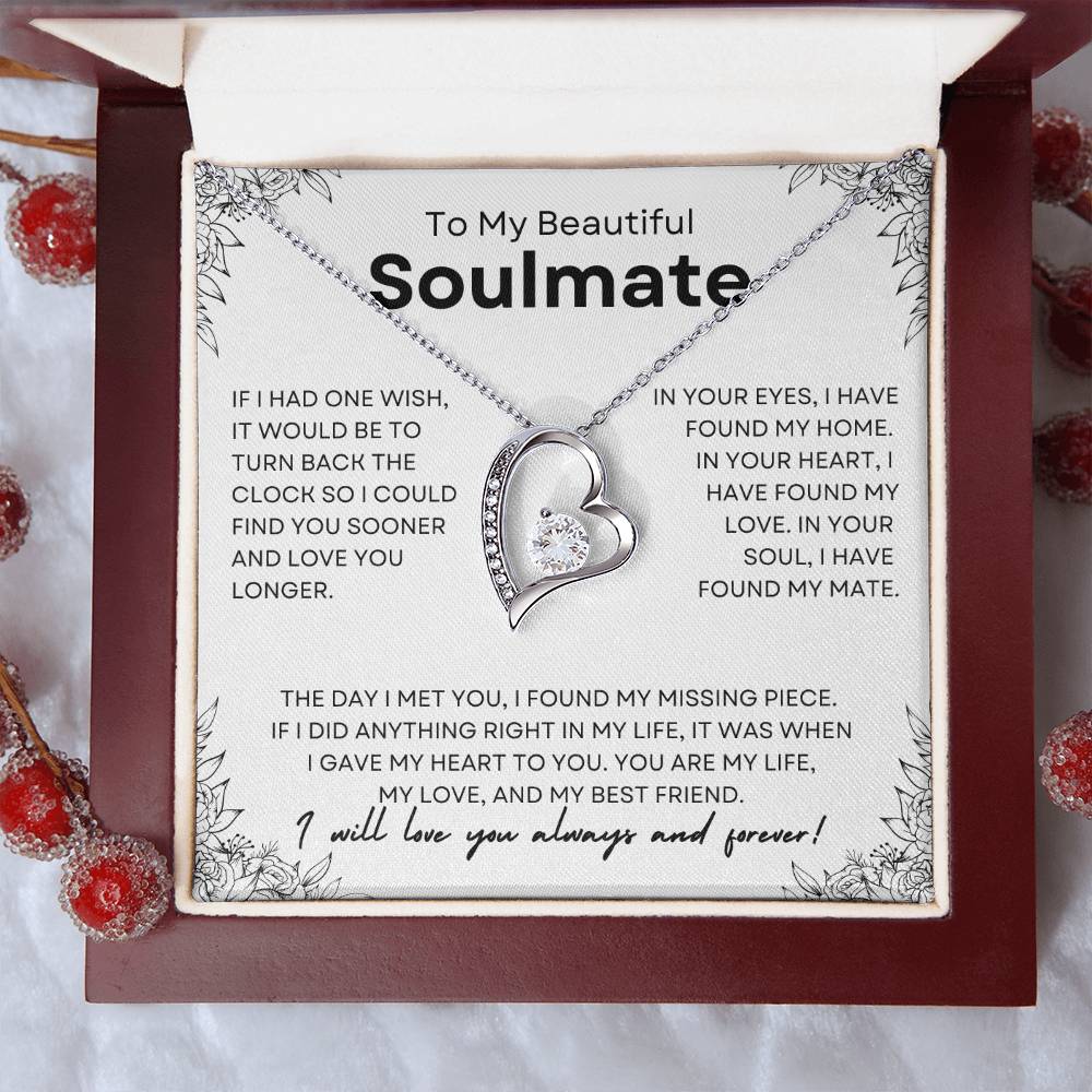 To My Beautiful Soulmate | Forever Love Necklace | Girlfriend | Soulmate | Partner | Wife