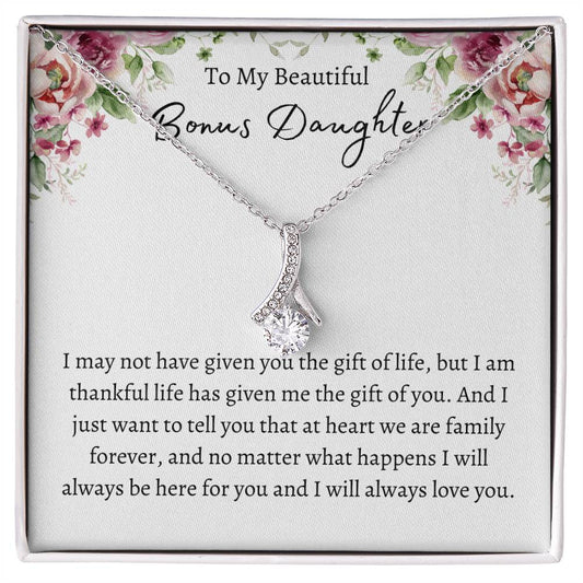 To My Beautiful Bonus Daughter Alluring Beauty Necklace