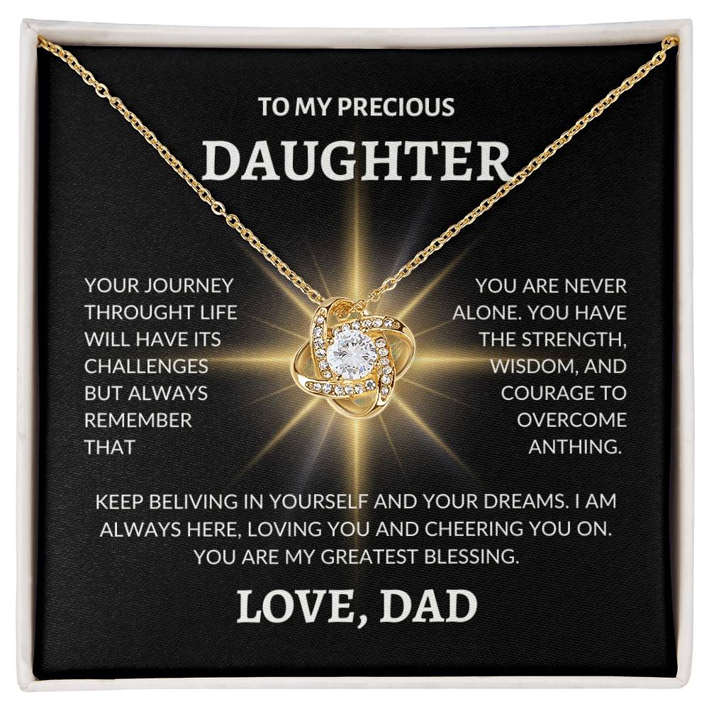 To My Precious Daughter Love Dad Love Knot Necklace