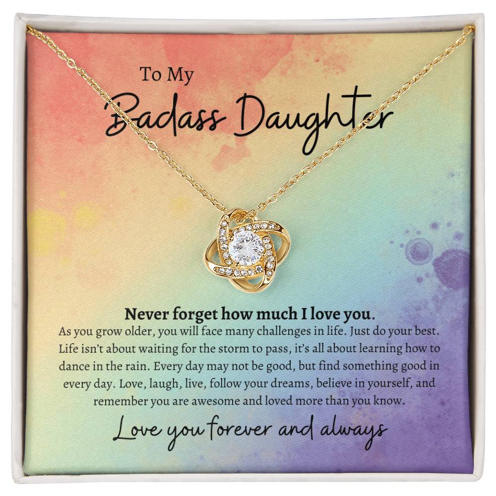 To My Badass Daughter Love Knot Necklace