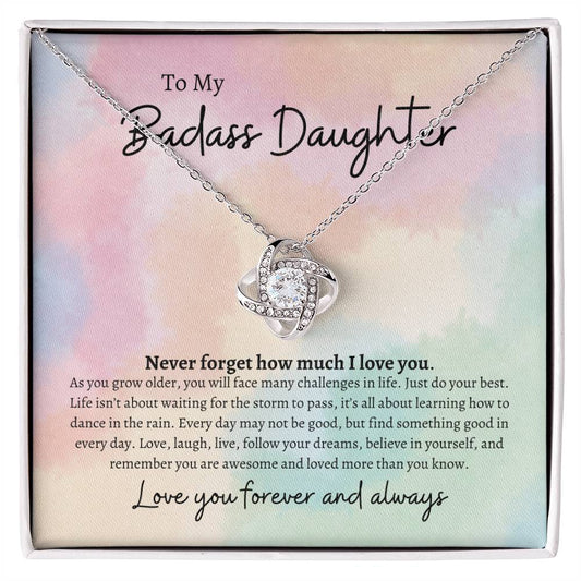 To My Badass Daughter Love Knot Necklace