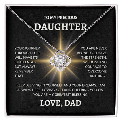 To My Precious Daughter Love Dad Love Knot Necklace