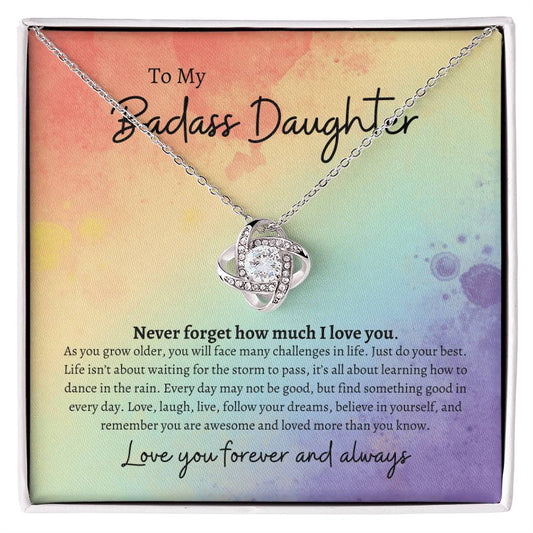 To My Badass Daughter Love Knot Necklace