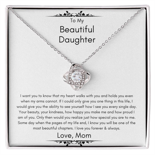 To My Beautiful Daughter Love Knot Necklace