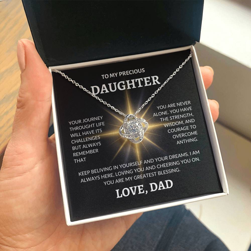 To My Precious Daughter Love Dad Love Knot Necklace