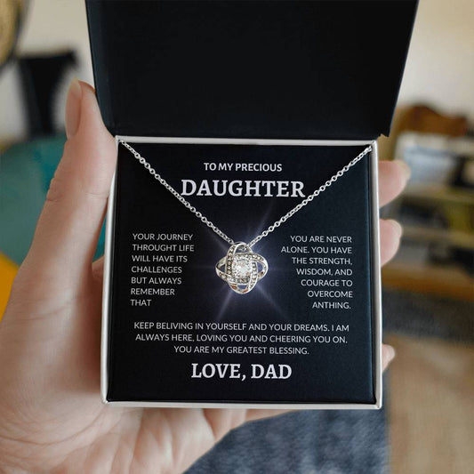 To My Precious Daughter Love Dad Love Knot Necklace