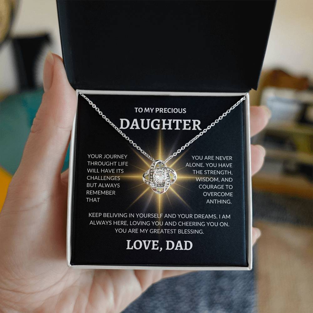 To My Precious Daughter Love Dad Love Knot Necklace