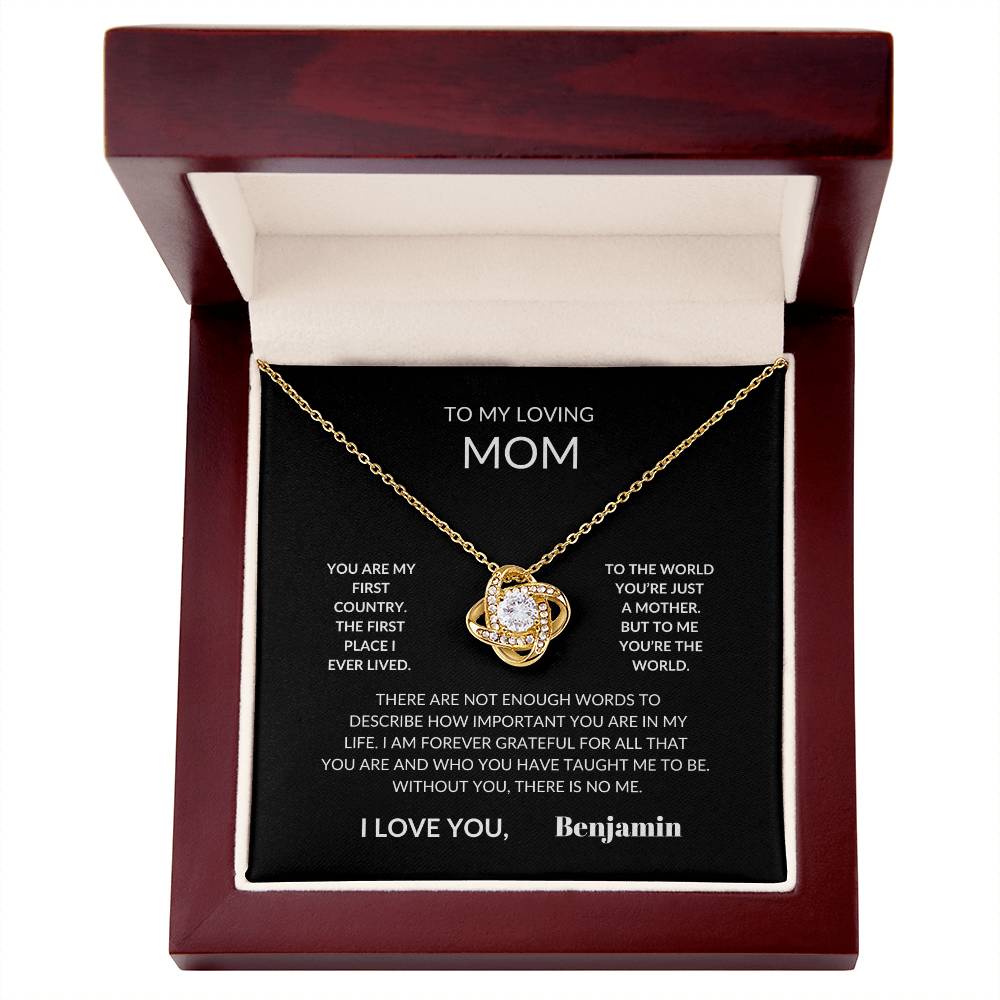 To My Loving Mom From Your Son Love Knot Necklace- Personalized.