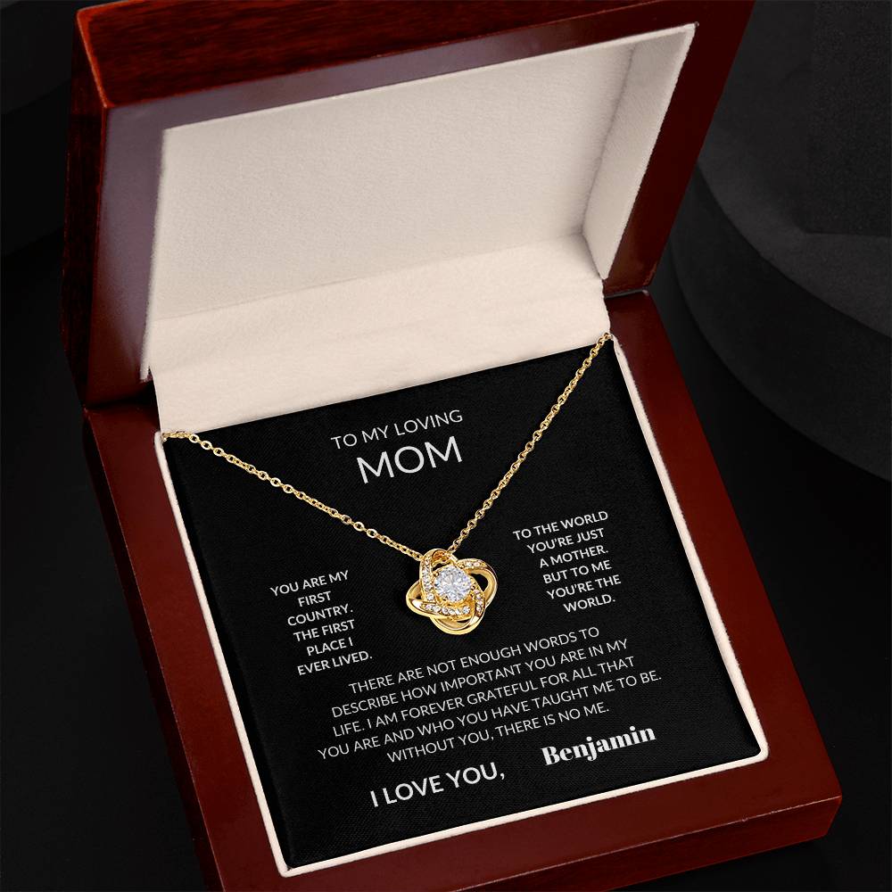 To My Loving Mom From Your Son Love Knot Necklace- Personalized.