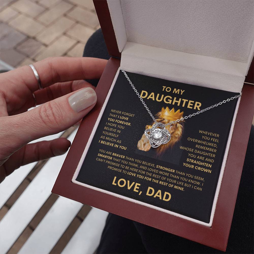 To My Daughter From Dad Love Knot Necklace