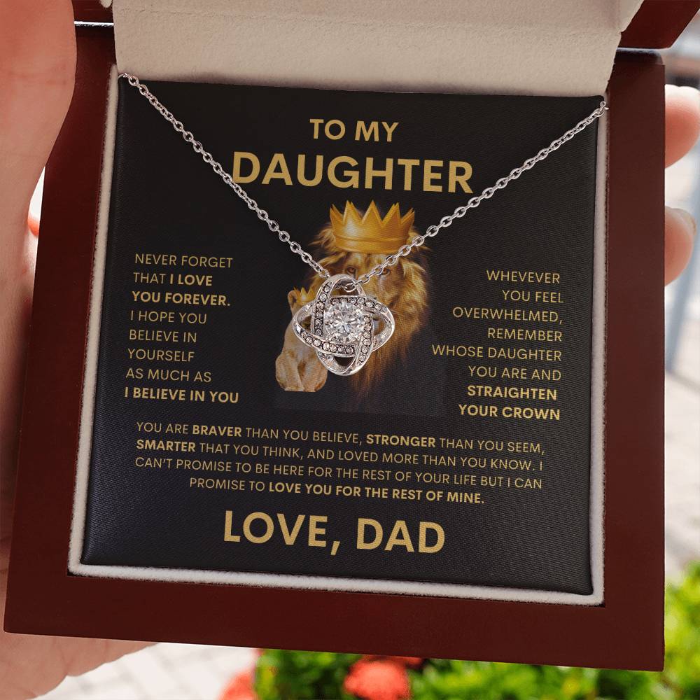 To My Daughter From Dad Love Knot Necklace