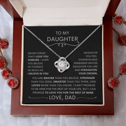 TO MY DAUGHTER I love you forever Love Knot Necklace