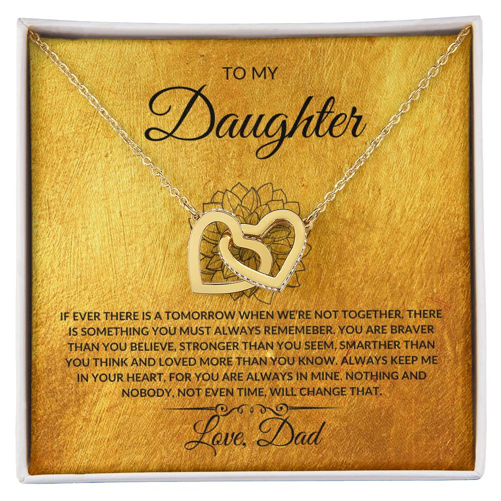 To My Daughter From Dad Interlocking Hearts Necklace- GOLD