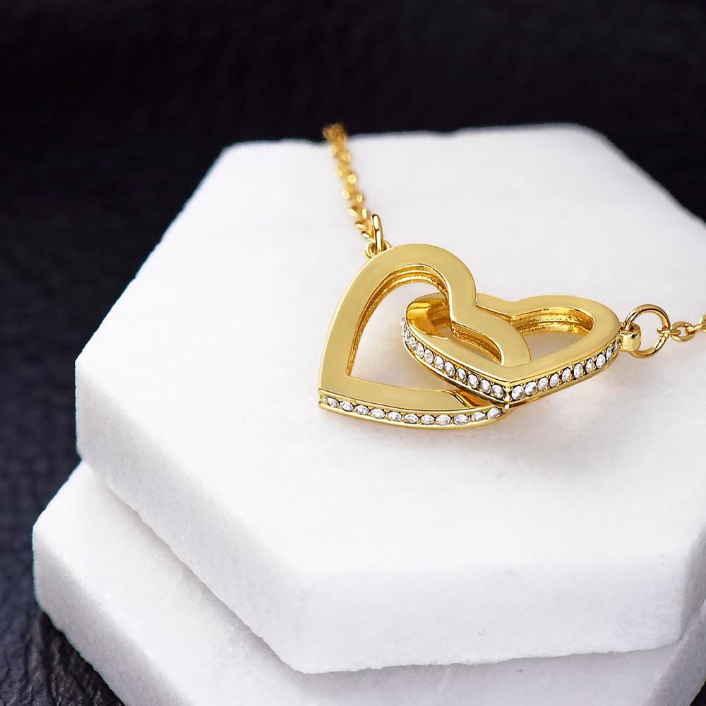 To My Daughter From Dad Interlocking Hearts Necklace- GOLD