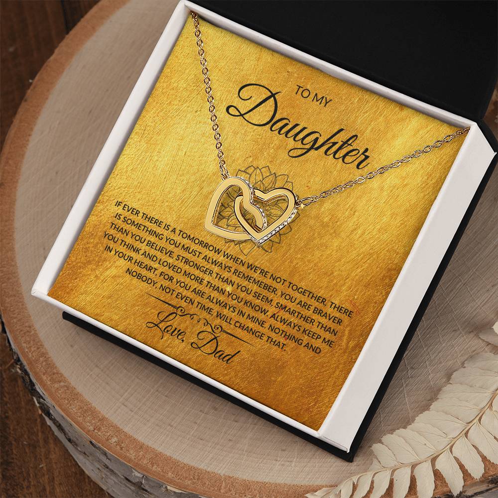 To My Daughter From Dad Interlocking Hearts Necklace- GOLD