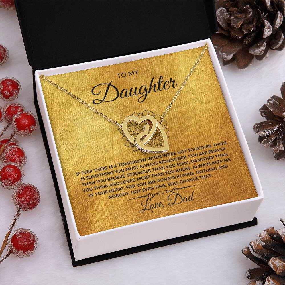 To My Daughter From Dad Interlocking Hearts Necklace- GOLD