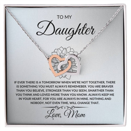 To My Daughter Love Mom Interlocking Hearts Necklace