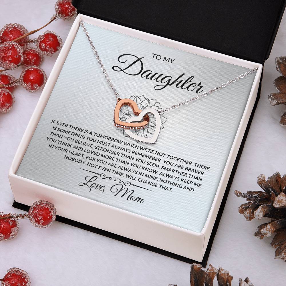 To My Daughter Love Mom Interlocking Hearts Necklace