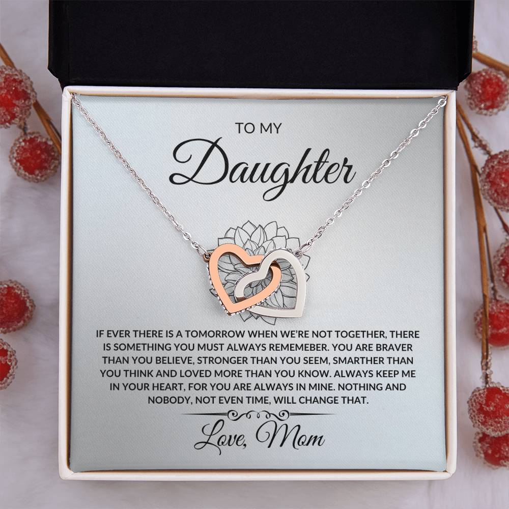 To My Daughter Love Mom Interlocking Hearts Necklace