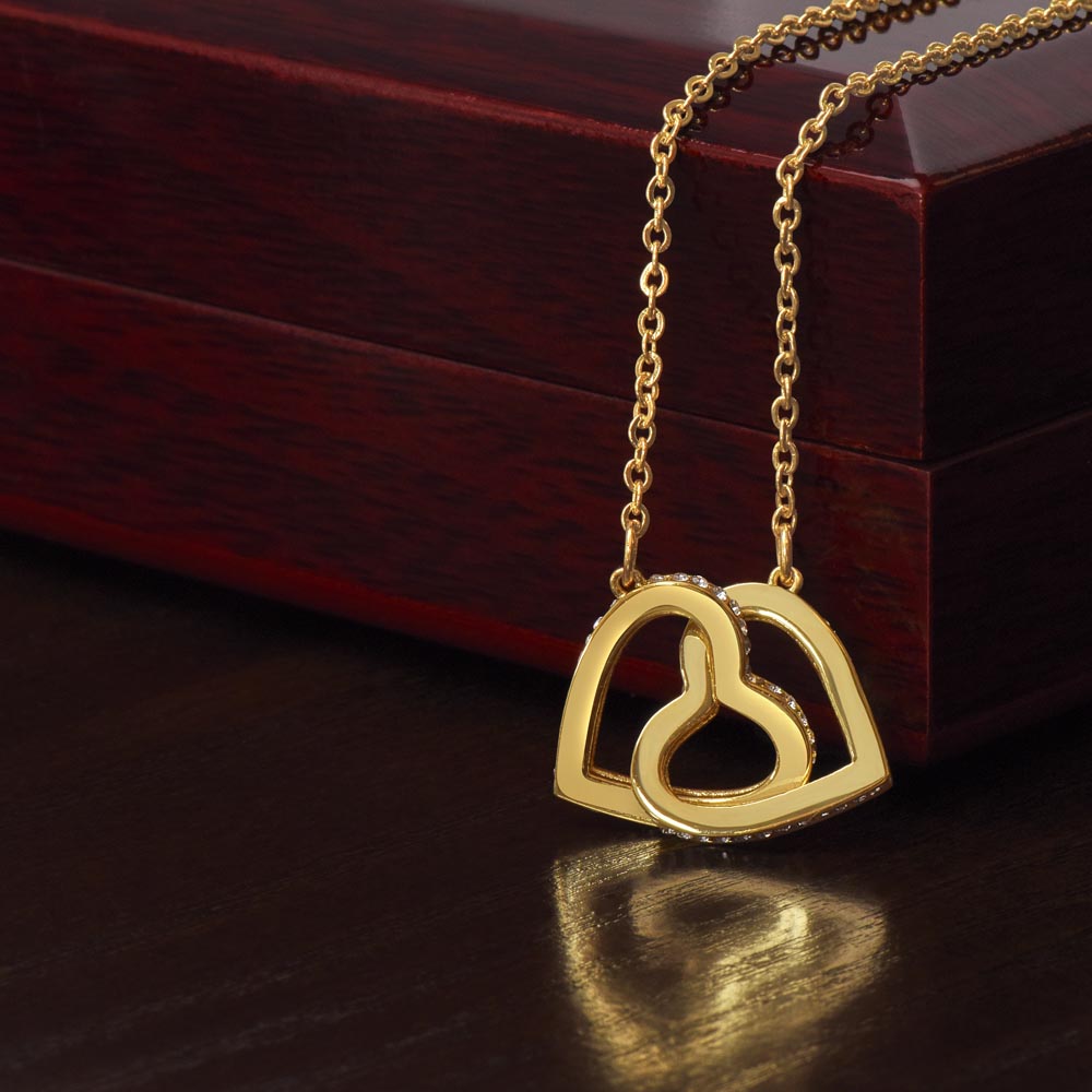 To My Daughter From Dad Interlocking Hearts Necklace- GOLD