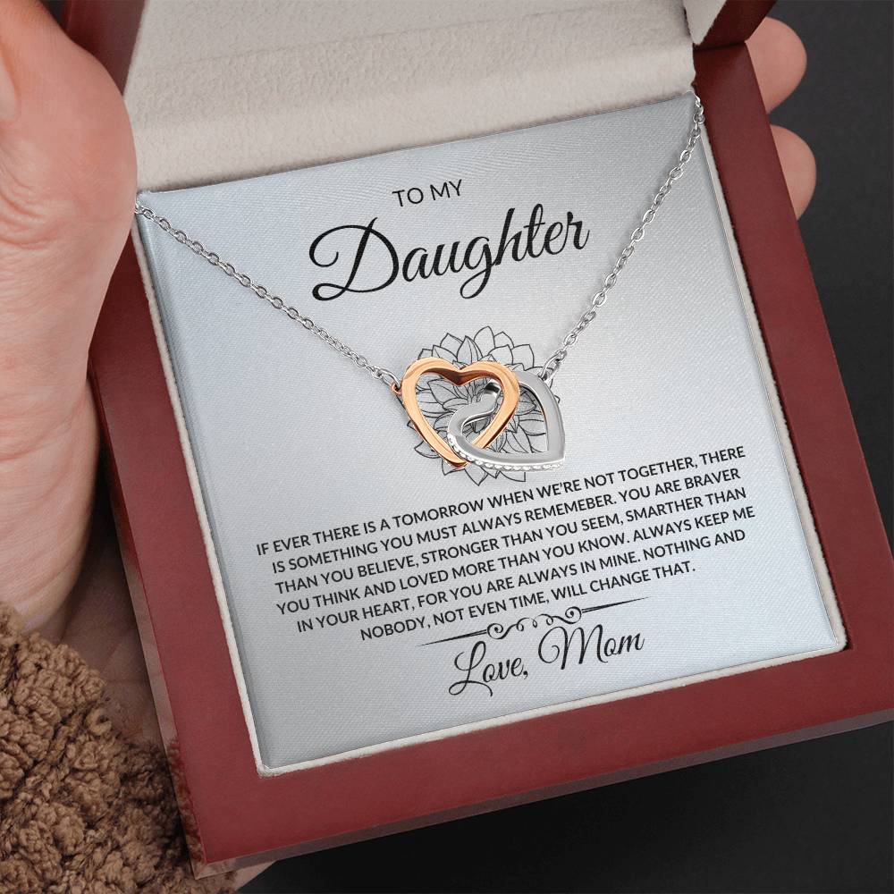 To My Daughter Love Mom Interlocking Hearts Necklace