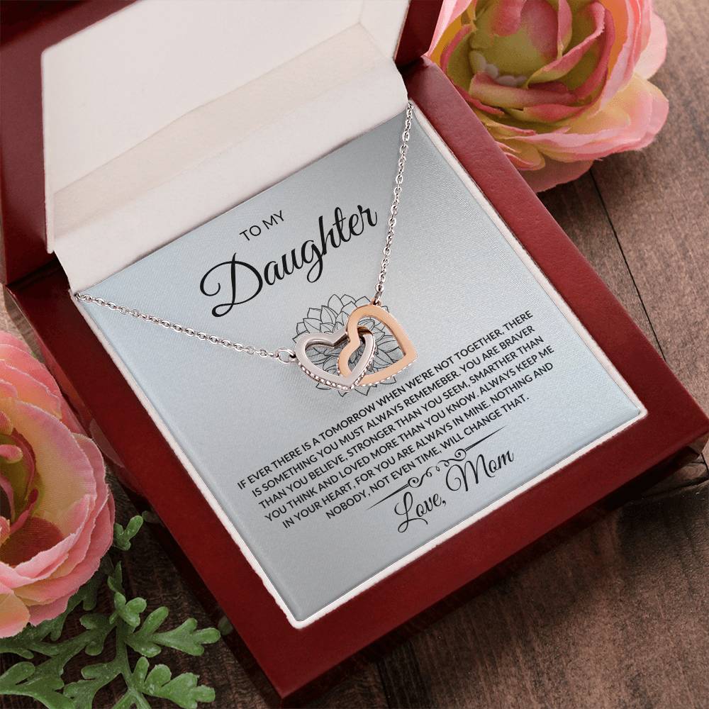 To My Daughter Love Mom Interlocking Hearts Necklace