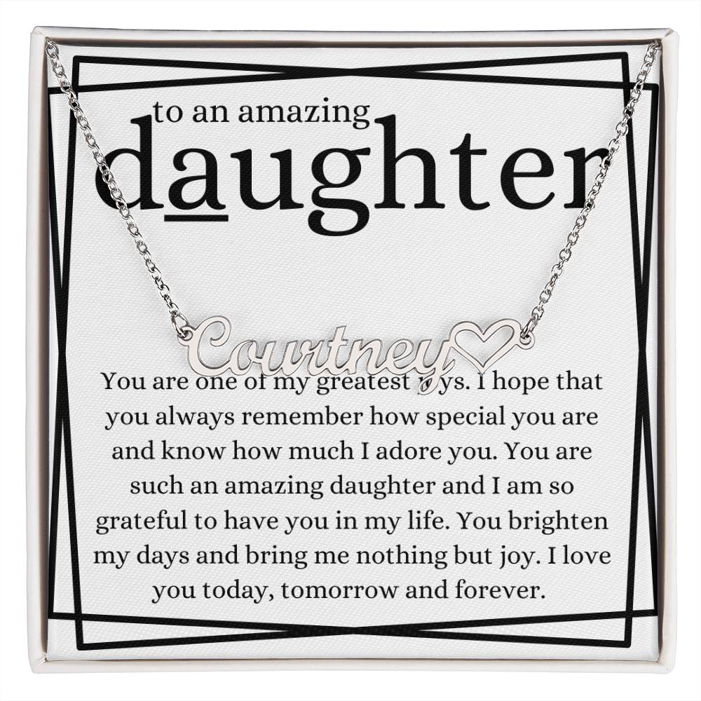 To An Amazing Daughter Name Necklace with Heart