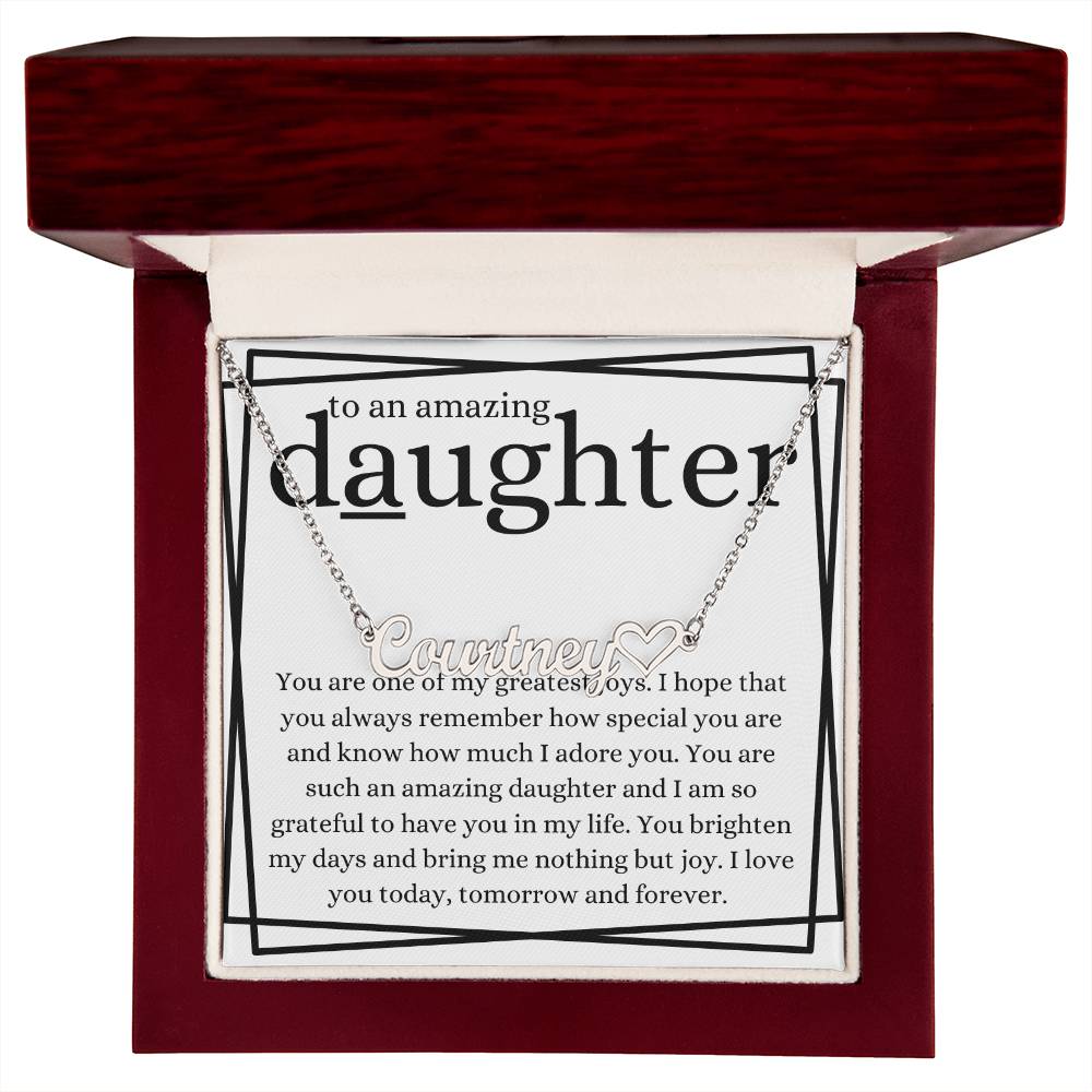 To An Amazing Daughter Name Necklace with Heart