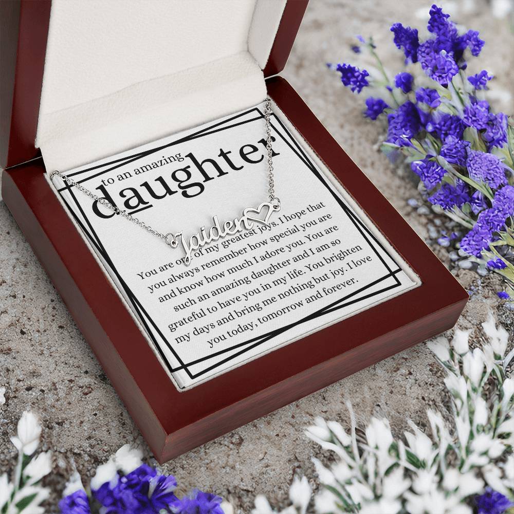 To An Amazing Daughter Name Necklace with Heart