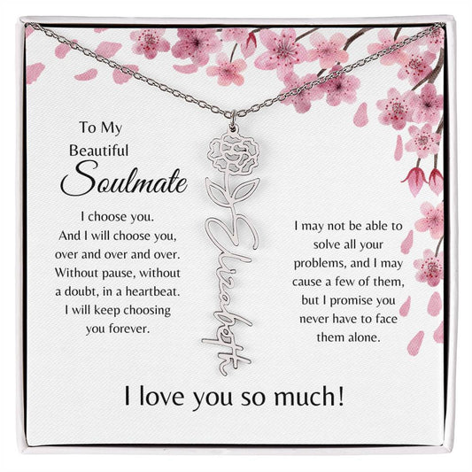 To My Beautiful Soulmate Flower Necklace