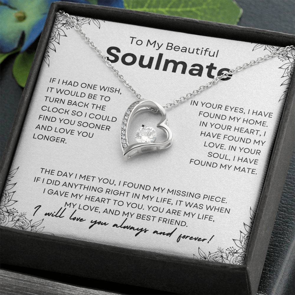 To My Beautiful Soulmate | Forever Love Necklace | Girlfriend | Soulmate | Partner | Wife