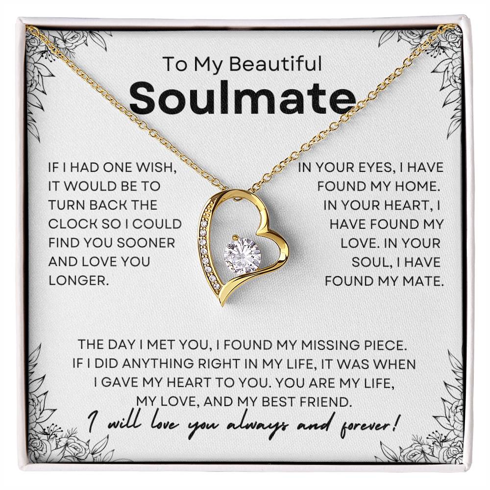 To My Beautiful Soulmate | Forever Love Necklace | Girlfriend | Soulmate | Partner | Wife