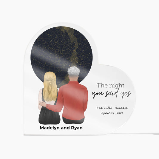 Personalized "The Night" Constellation Acrylic Heart Plaque